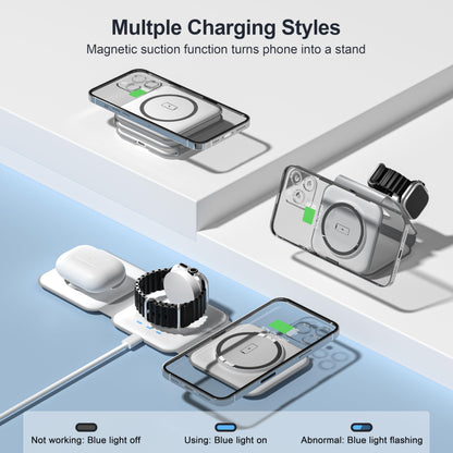 Portable Foldable Magnetic Wireless Charging Station | 3-in-1 Fast Charger for iPhone, Apple Watch & AirPods | Compact & Travel-Friendly Design