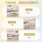JZGORC Set of 2 Stackable Coffee Tables with Marble Pattern