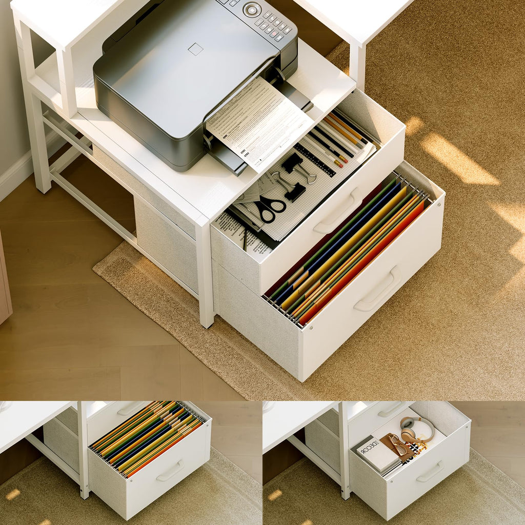 ODK L-Shaped Corner Desk with Storage and Drawers