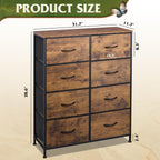 WLIVE 8-Drawer Fabric Dresser with Storage Tower