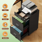 DEVAISE 3 Drawer Rolling File Cabinet with Lock, Black