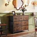 WLIVE 7 Drawer Dresser TV Stand with Metal Frame