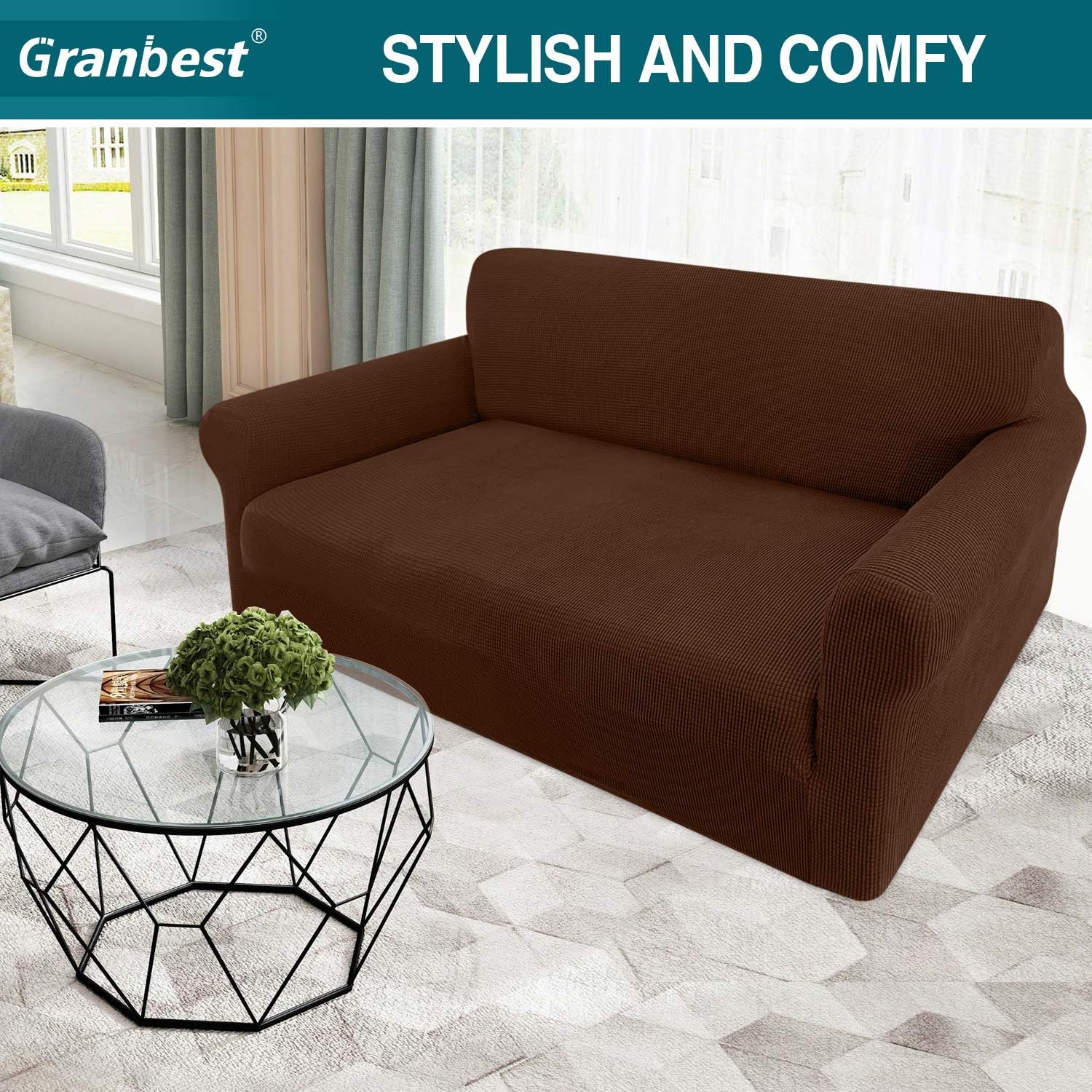 Granbest 2 Seater Sofa Cover - Chocolate