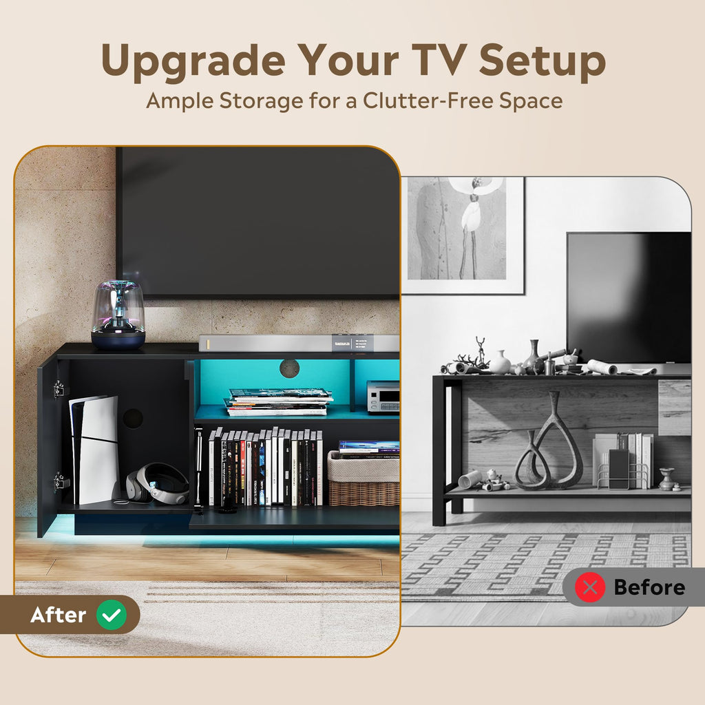 WLIVE Modern Entertainment Center TV Stand with RGB Lights