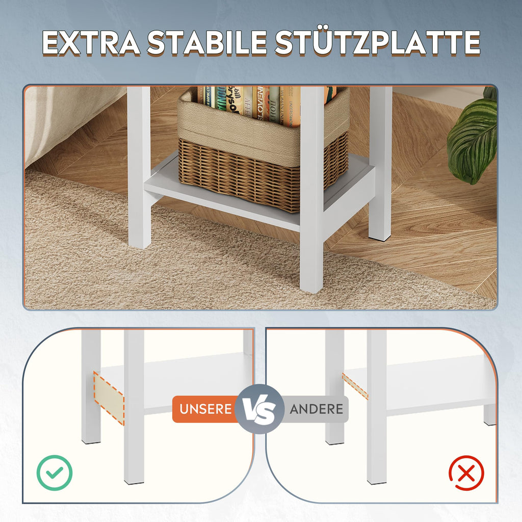 WLIVE Modern Wooden Bedside Table with Drawer and Shelf