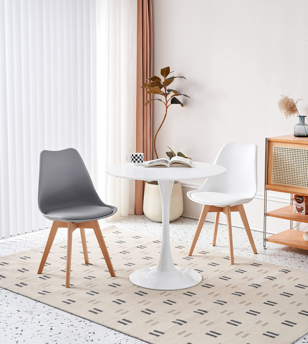 HJhomeheart Round Kitchen Dining Table, Modern Casual Style