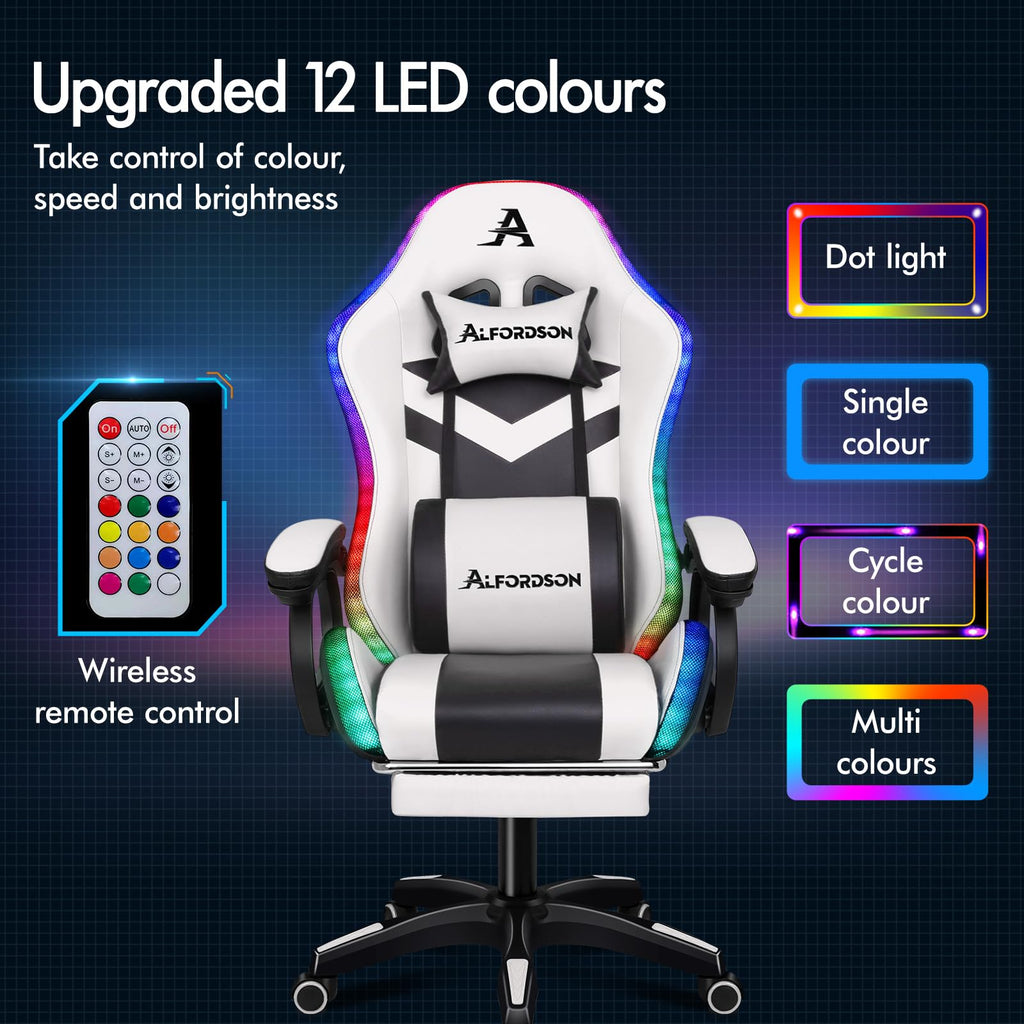 ALFORDSON Ergonomic Gaming Chair with 8-Point Massage and RGB LED