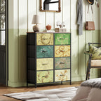 WLIVE 8 Drawer Vintage Print Fabric Chest of Drawers