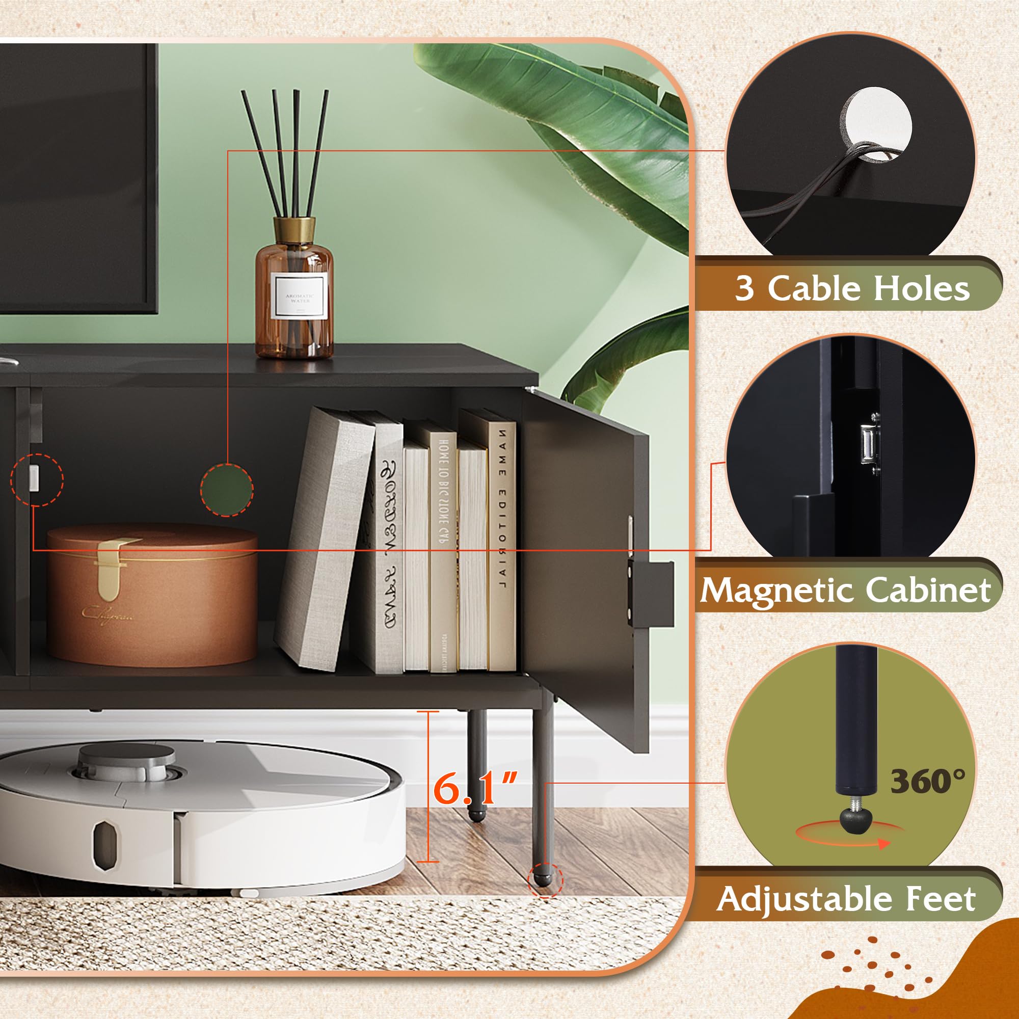 WLIVE Modern TV Stand with Storage for 65 Inch TVs