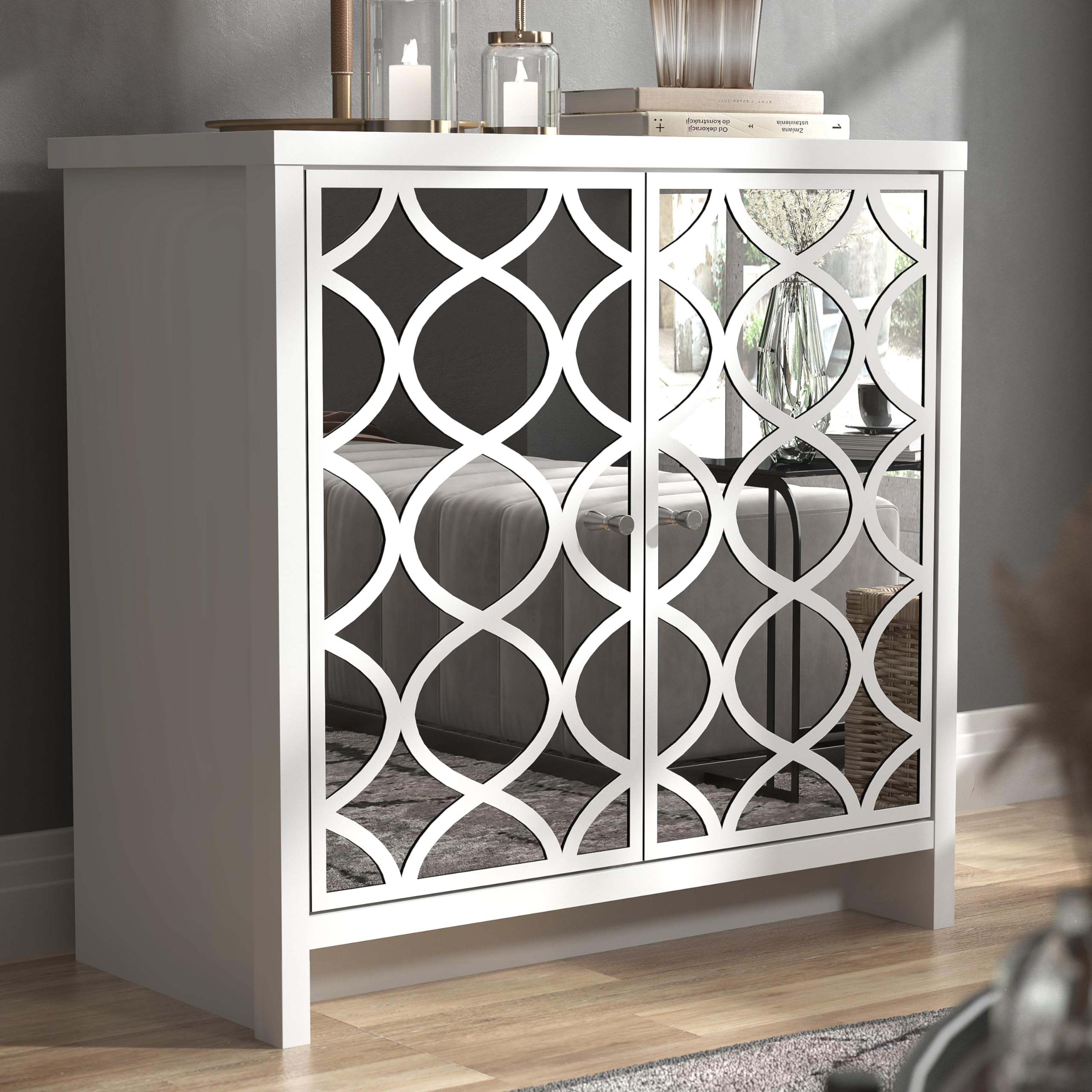 Galano Iris 2 Door Sideboard with Acrylic Mirror Doors