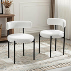 Forsalund Boucle Dining Chairs Set of 4, White Upholstered Mid-Century Modern