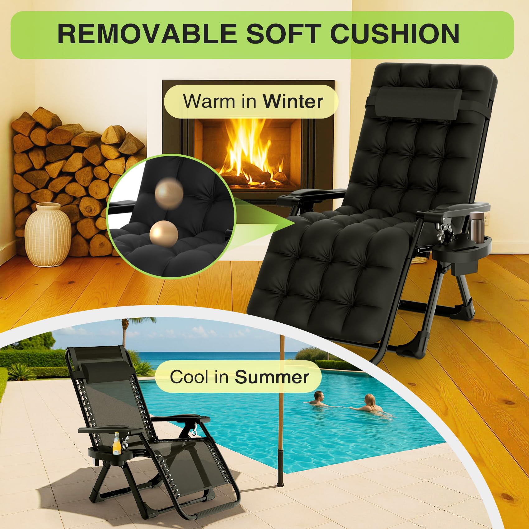 Suteck Zero Gravity Chair with Removable Cushion
