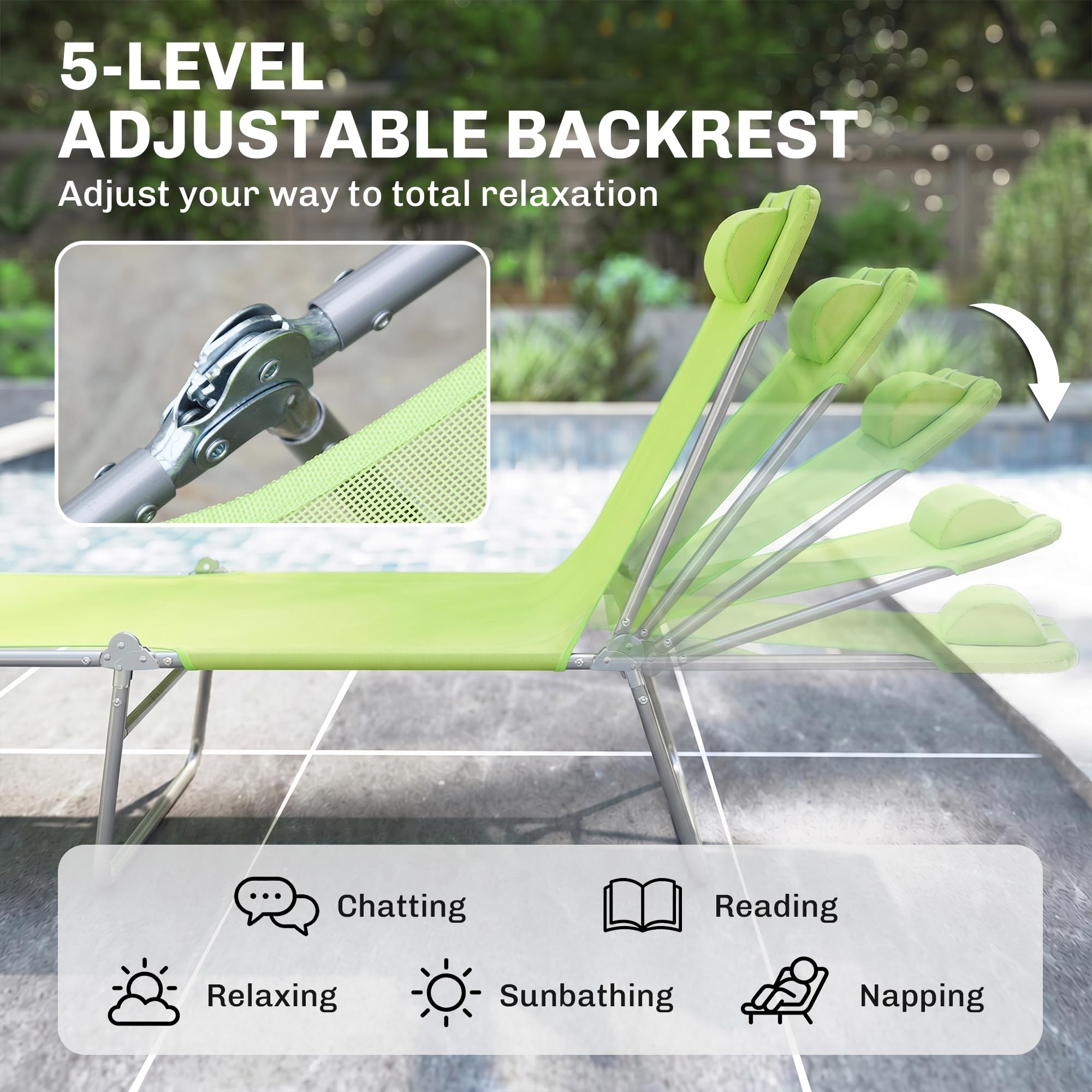 Outsunny Folding Chaise Lounge Pool Chairs with Pillow