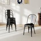 HJhomeheart Vintage Style Stackable Metal Dining Chairs Set of 4