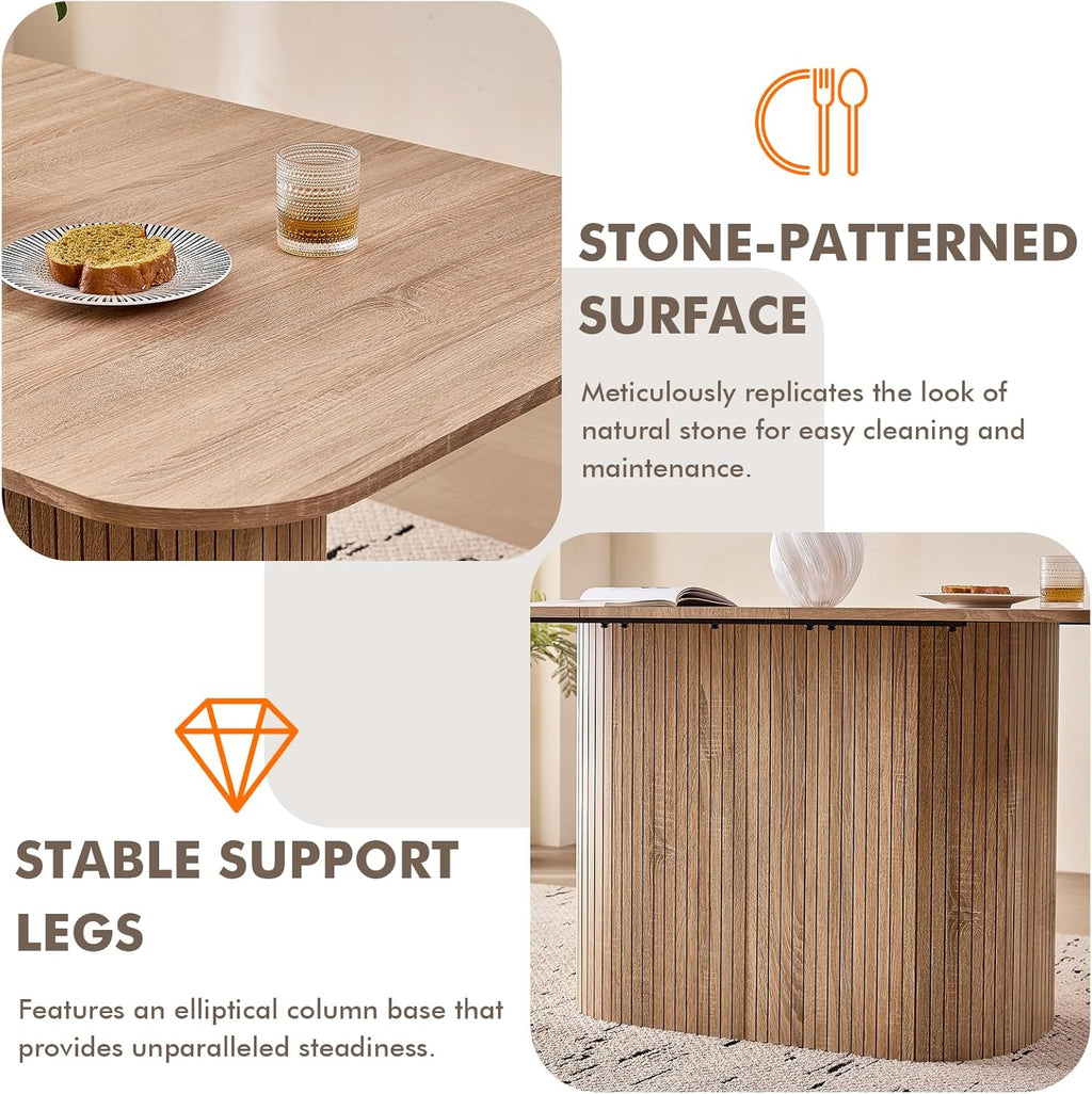 HJhomeheart Rectangular Dining Table - Light Wood Veining