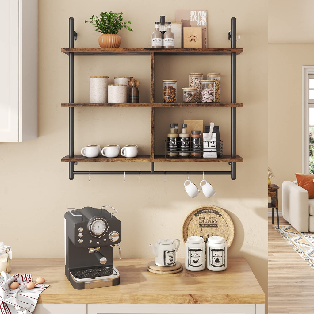 Bestier 3 Tier Industrial Floating Pipe Shelving