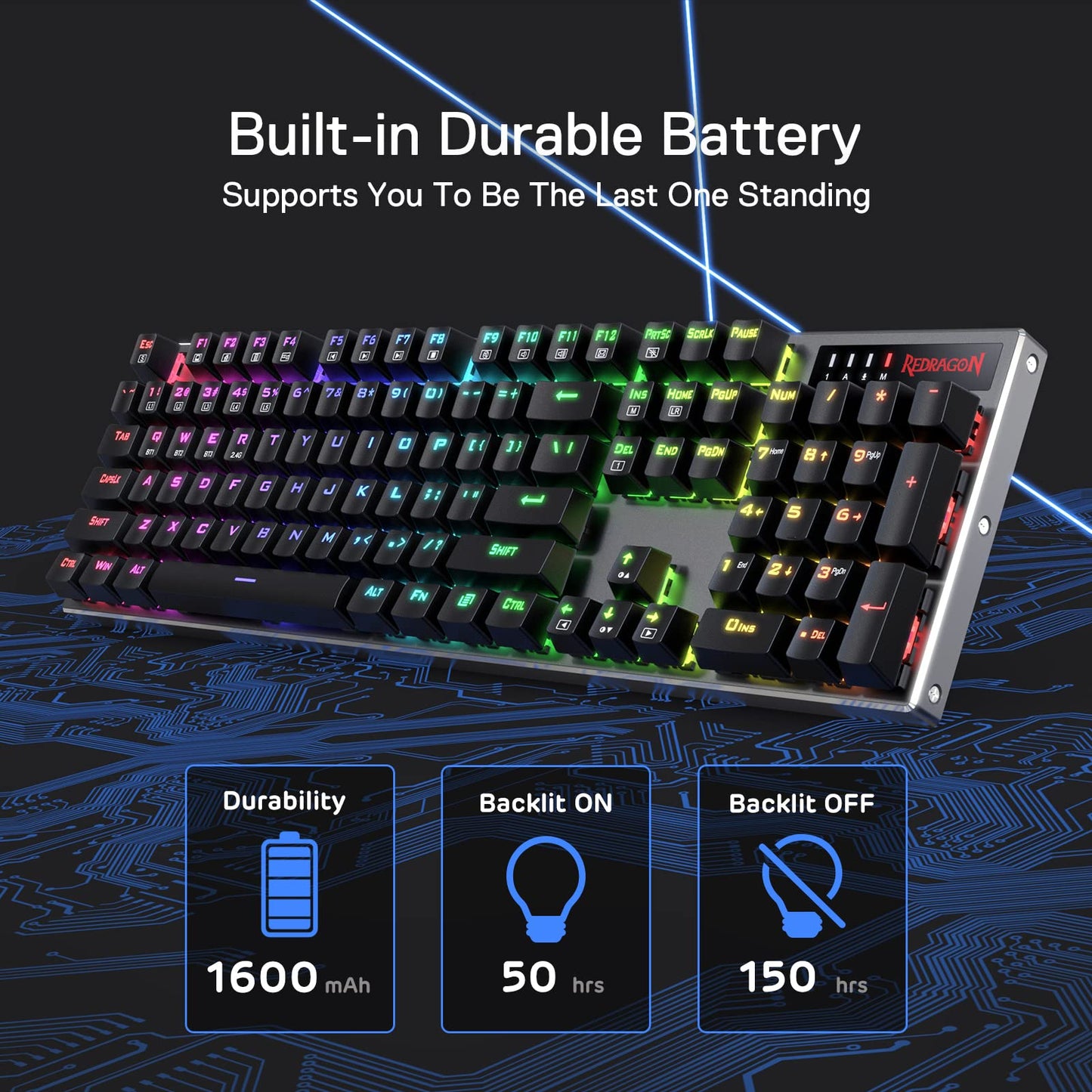 Redragon K556 PRO Upgraded Wireless RGB Gaming Keyboard, BT/2.4Ghz Tri-Mode Aluminum Mechanical Keyboard w/No-Lag Connection, Hot-Swap Linear Quiet Red Switch