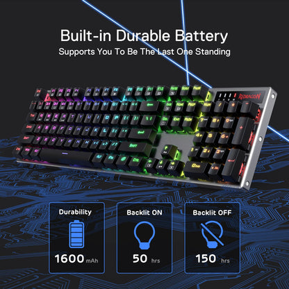 Redragon K556 PRO Upgraded Wireless RGB Gaming Keyboard, BT/2.4Ghz Tri-Mode Aluminum Mechanical Keyboard w/No-Lag Connection, Hot-Swap Linear Quiet Red Switch