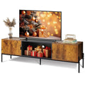 WLIVE Mid Century TV Stand for 65 Inch TV - Rustic Brown