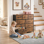 WLIVE 9-Drawer Fabric Storage Tower with Wood Top