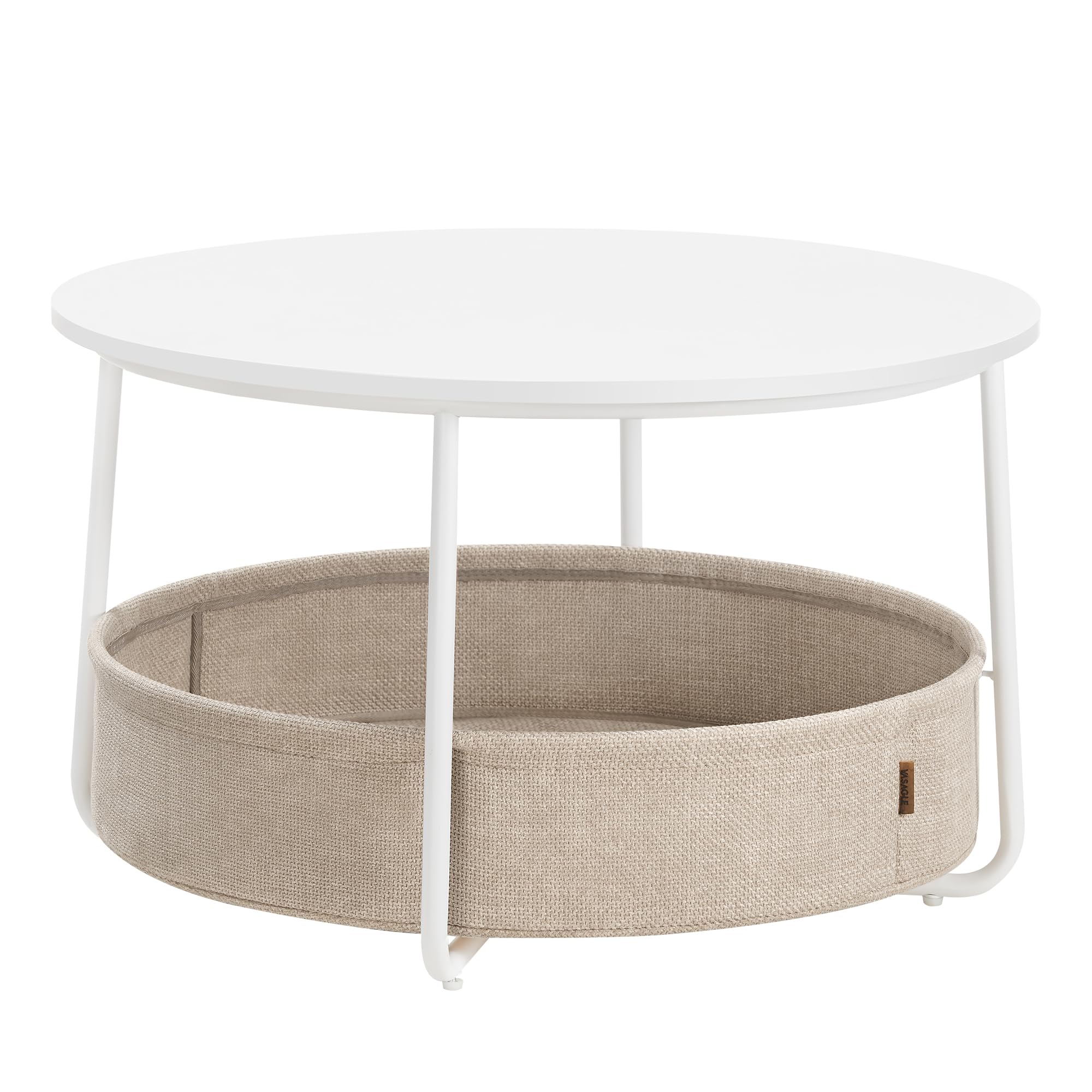 VASAGLE Modern Round Coffee Table with Storage Basket