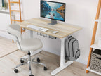 SHW Small Electric Height Adjustable Sit Stand Desk with Maple Top