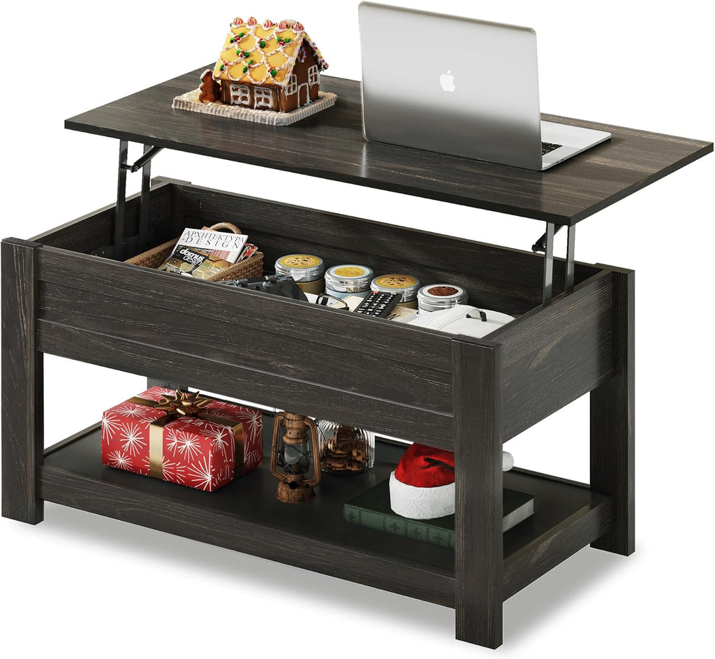 WLIVE Lift Top Coffee Table with Hidden Compartment - Espresso