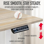 SHW Small Electric Height Adjustable Sit Stand Desk with Maple Top
