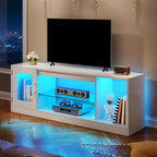 YITAHOME TV Cabinet with minimalist design, RGB LED lights, and tempered glass shelves