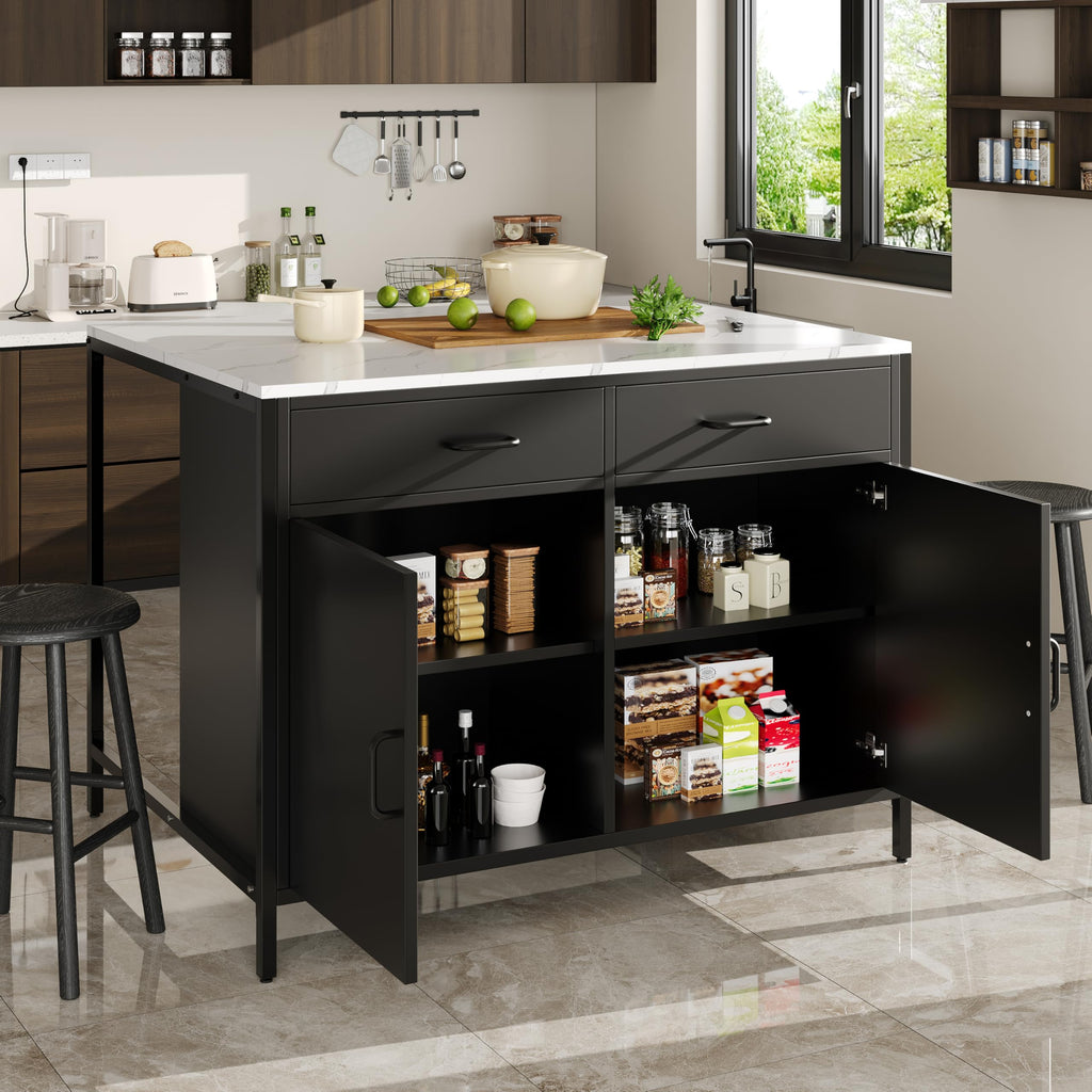 Azkoeesy Black Marble Top Coffee Table with Storage