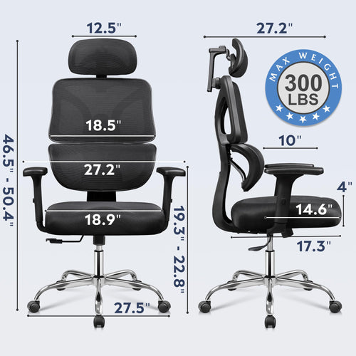 DEVAISE Big and Tall Ergonomic Office Chair with Adjustable Armrests