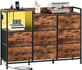 Somdot Dresser with Charging Station and 8 Drawers - Wood Grain Finish