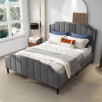 Dalred Grey Upholstered Bed Frame with Velvet Padding