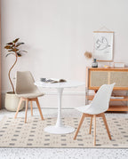 HJhomeheart Round Kitchen Dining Table, Modern Casual Style