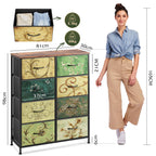 WLIVE 8 Drawer Vintage Print Fabric Chest of Drawers