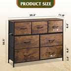 WLIVE 7 Drawer Dresser TV Stand with Metal Frame