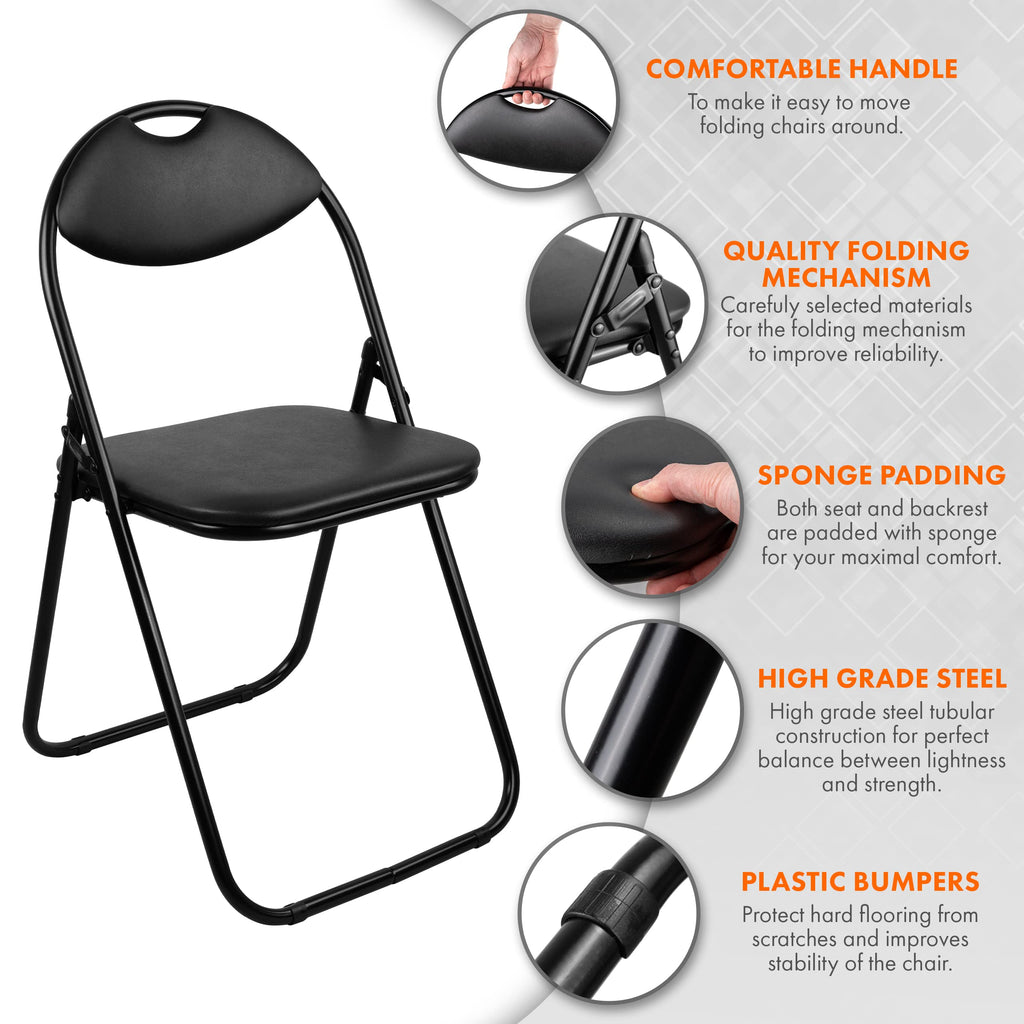 Nyxi Set of 4 Paris Faux Leather Folding Chairs