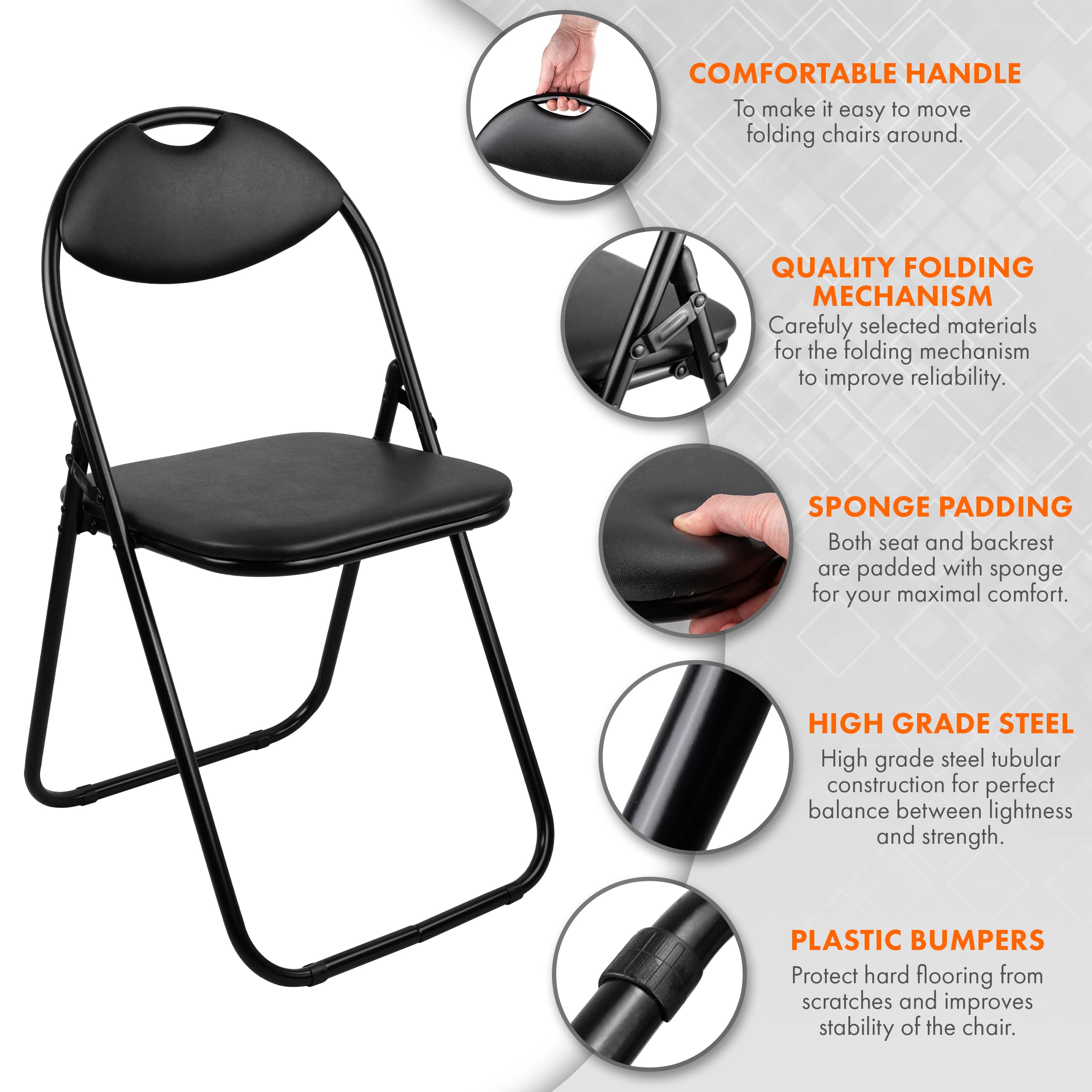 Nyxi Set of 4 Paris Faux Leather Folding Chairs