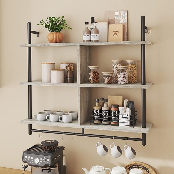 Bestier 3 Tier Industrial Pipe Shelf - 105.5cm
