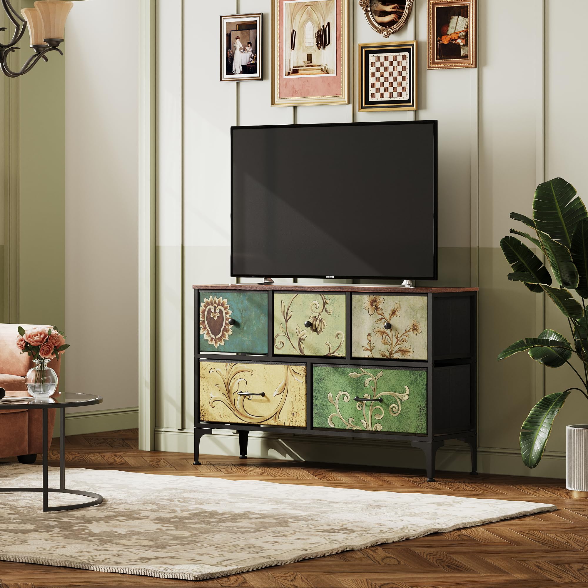 WLIVE 5-Drawer Fabric Dresser with Storage Bins