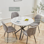 EGOONM Round Marble Look Dining Table with Metal Legs