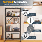 Fenbeli 5 Tier Metal Storage Shelf with Wheels