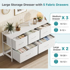 OLIXIS 5-Drawer Bedroom Dresser with Fabric Bins