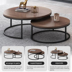 Luck Live Round Coffee Table Set of 2, Modern Nesting Tables