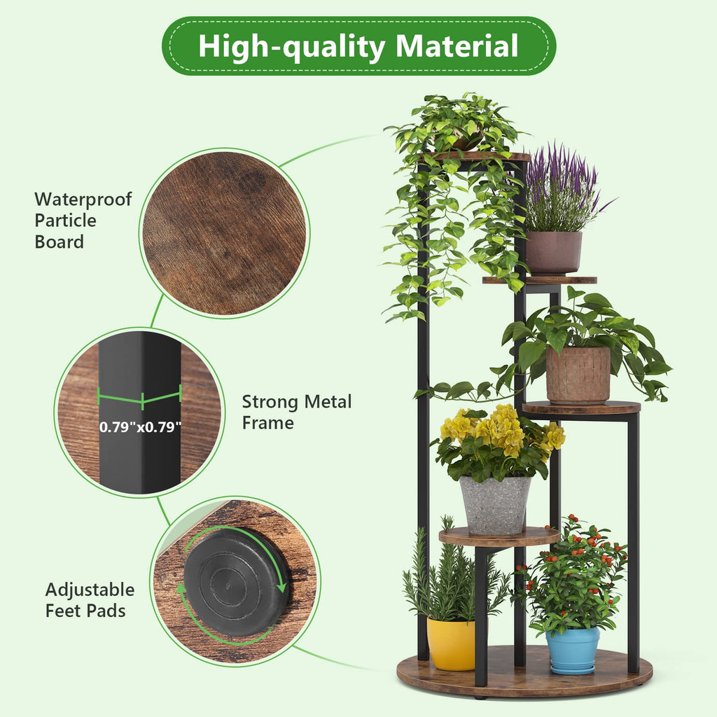 Tribesigns 4-Tier Indoor Corner Plant Stand with Metal Frame