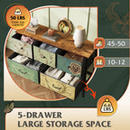 WLIVE 5-Drawer Fabric Dresser with Storage Bins