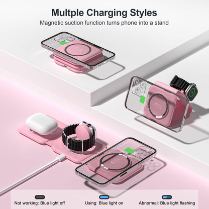 Portable Foldable Magnetic Wireless Charging Station | 3-in-1 Fast Charger for iPhone, Apple Watch & AirPods | Compact & Travel-Friendly Design