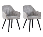 MCC Direct 2x Faux Matte Suede Leather Dining Chairs in Light Grey