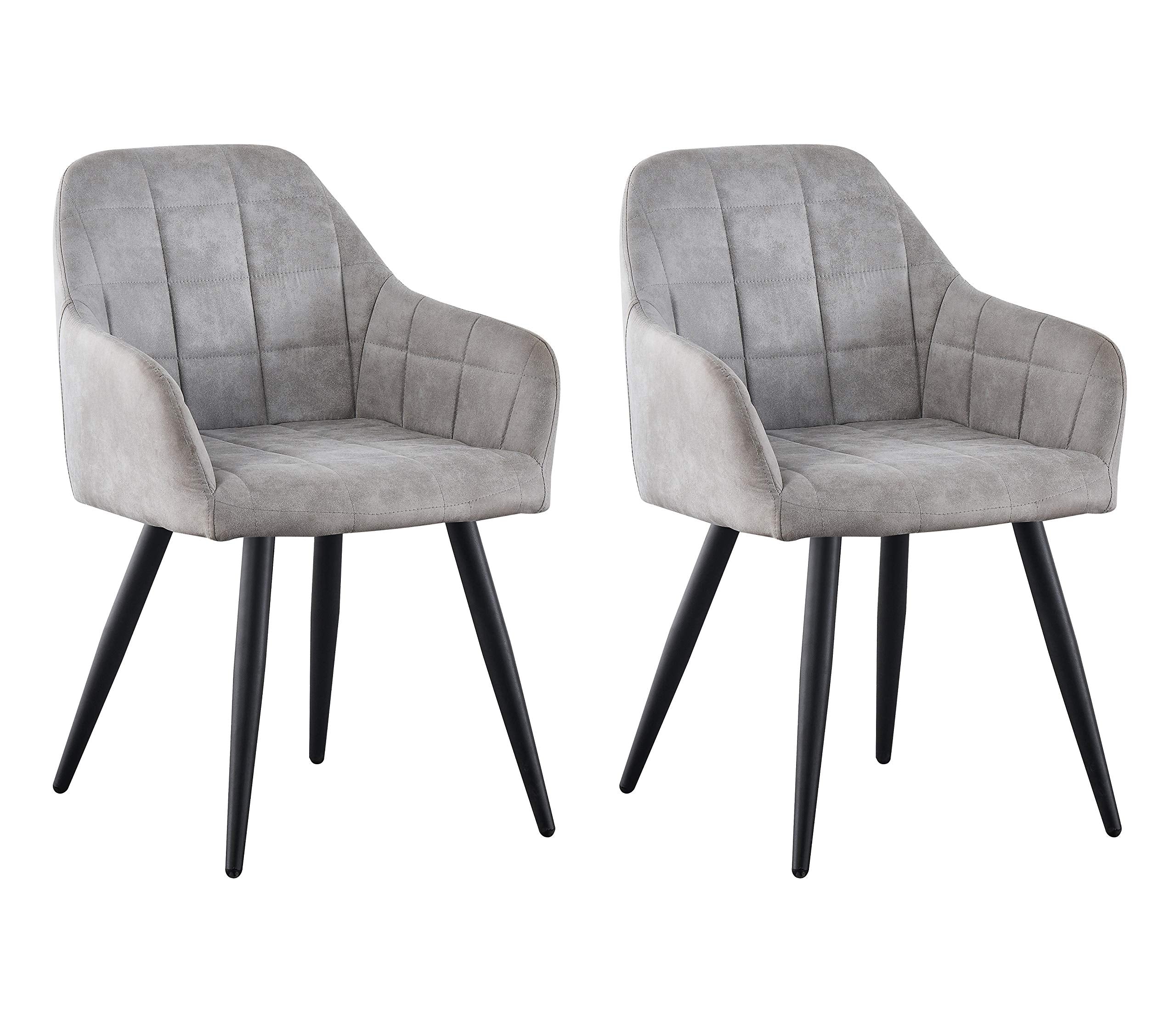 MCC Direct 2x Faux Matte Suede Leather Dining Chairs in Light Grey