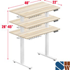 SHW Small Electric Height Adjustable Sit Stand Desk with Maple Top